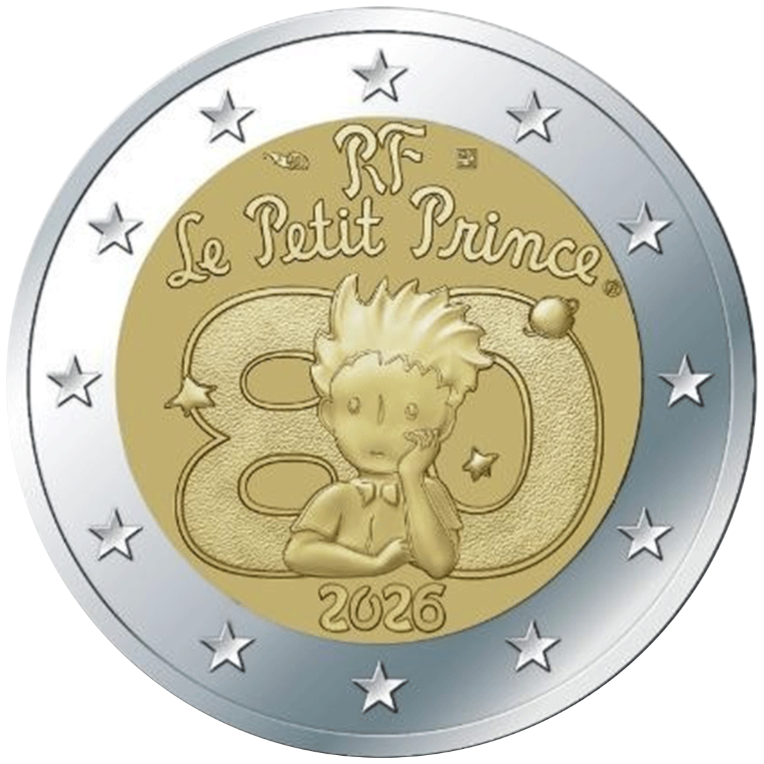 『星の王子さま』2ユーロ記念貨 リバースプルーフ貨